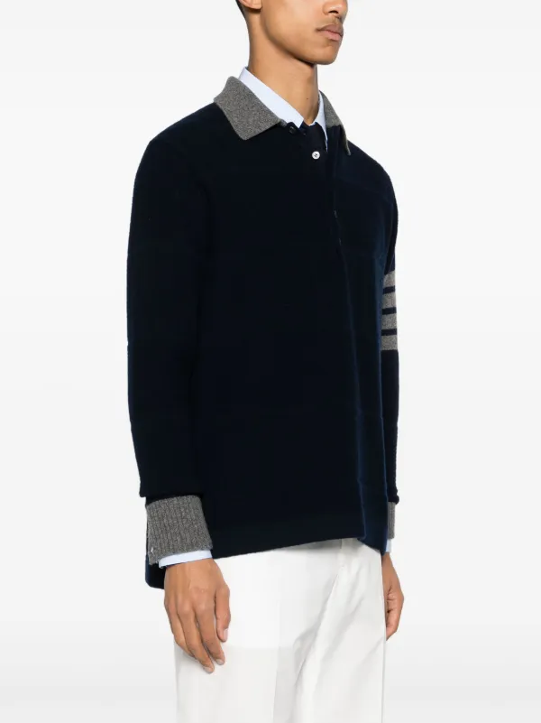 Thom Browne 4-Bar Virgin Wool Polo Shirt | Blue | FARFETCH