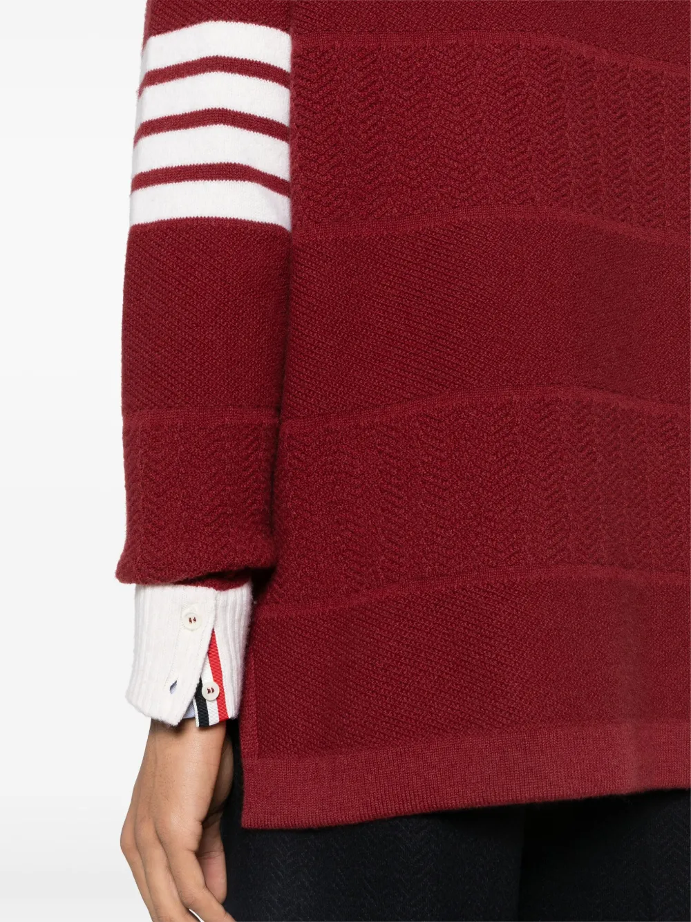 Thom Browne Poloshirt van scheerwol met vier strepen Rood