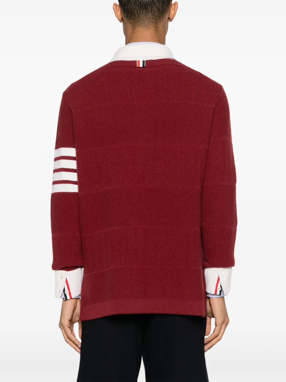 Thom Browne Poloshirt van scheerwol met vier strepen Rood