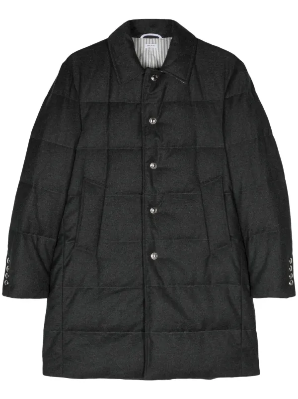 Thom Browne single breasted Down Coat Grey FARFETCH UK