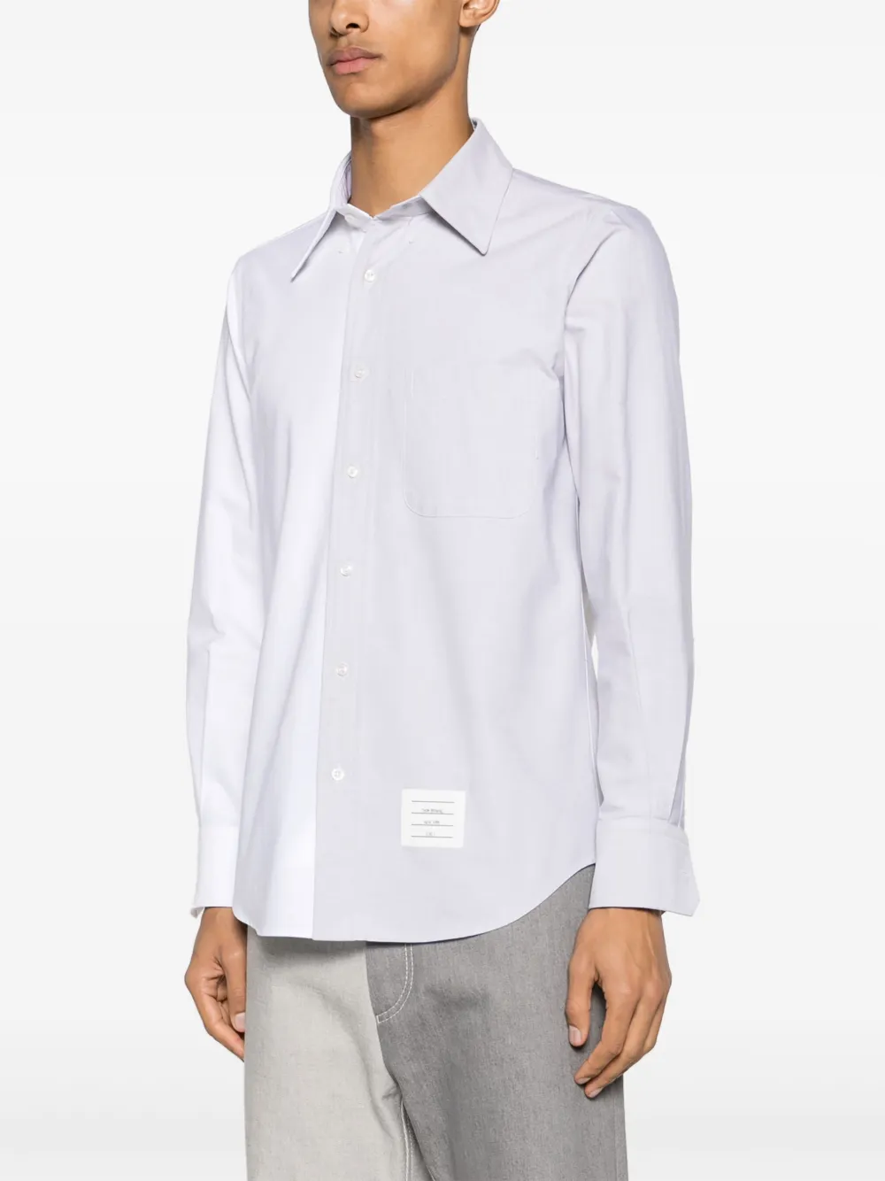 Thom Browne Katoenen overhemd met colourblocking Grijs
