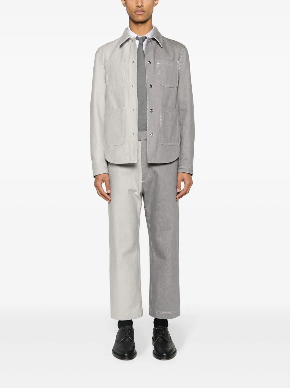 Thom Browne Katoenen overhemd met colourblocking - Grijs