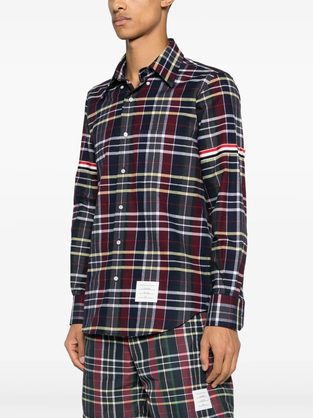 Thom Browne Flanellen overhemd met tartan ruit Blauw