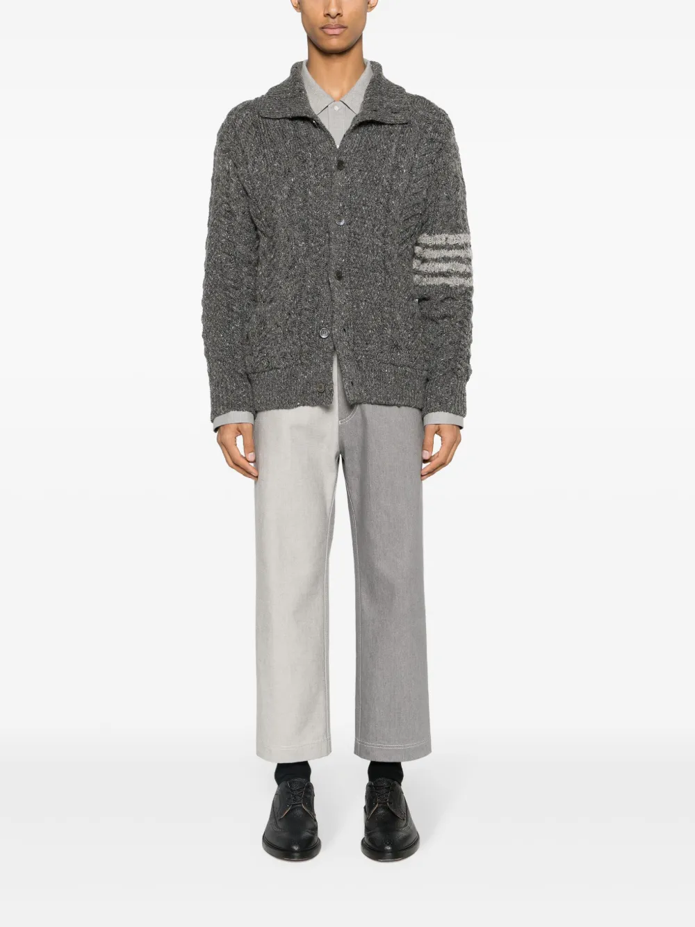 Thom Browne Gestreept flanellen overhemd - Grijs