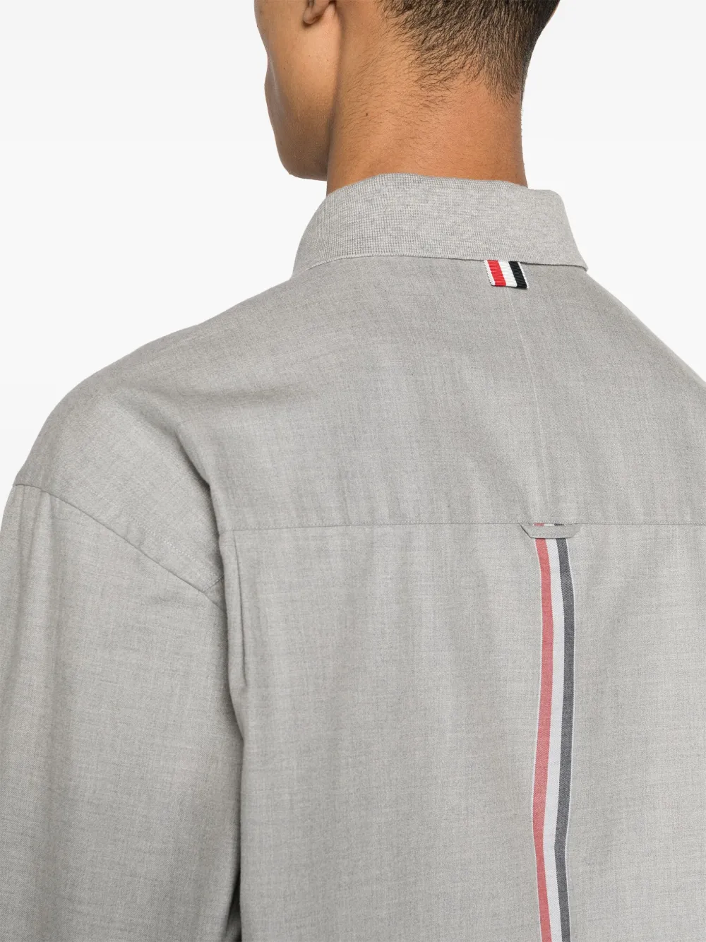 Thom Browne Rwb Stripe-print Flannel Shirt In Grey