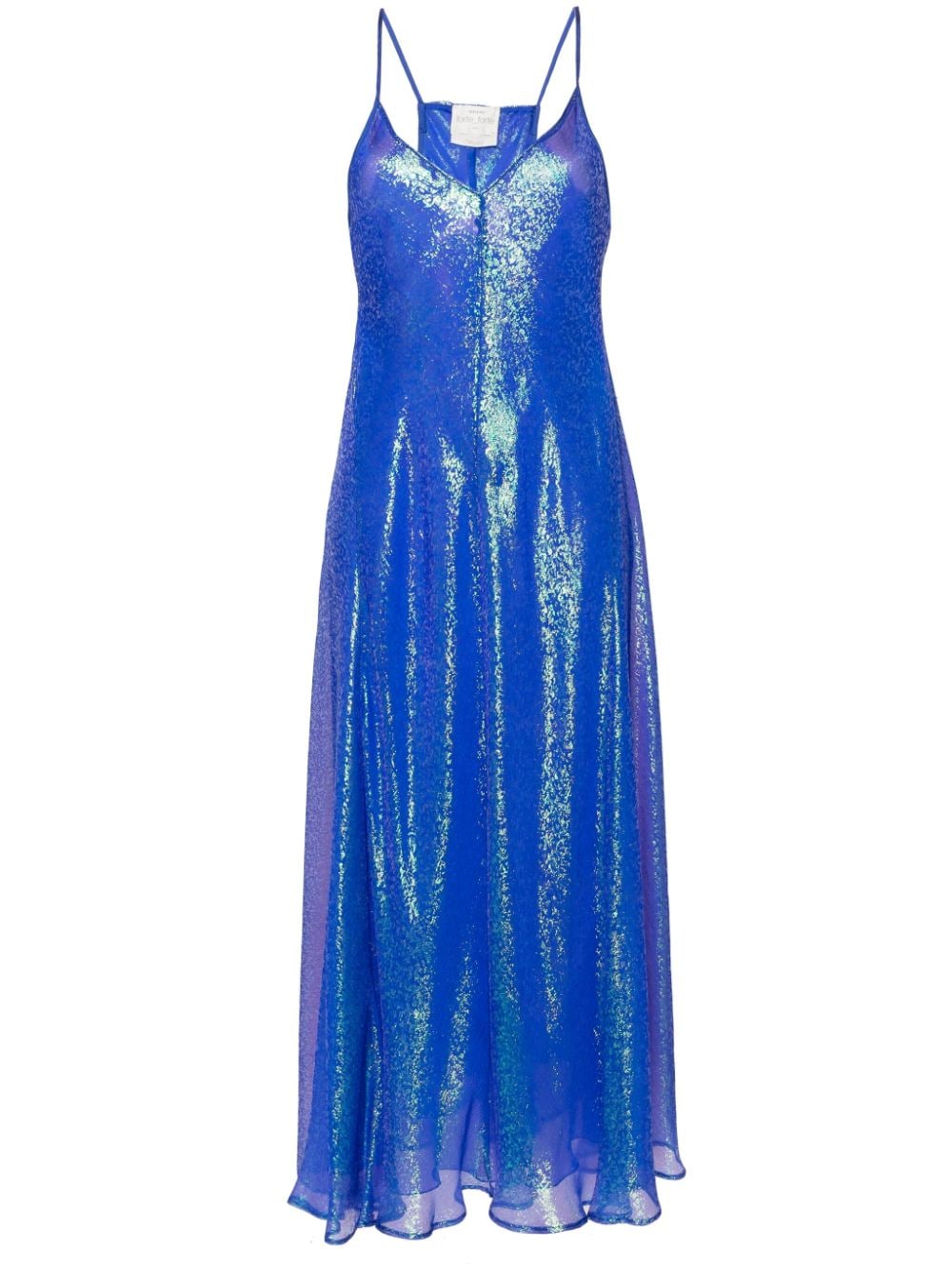 Shop Forte Forte Jacquard Silk Maxi Dress In Blue