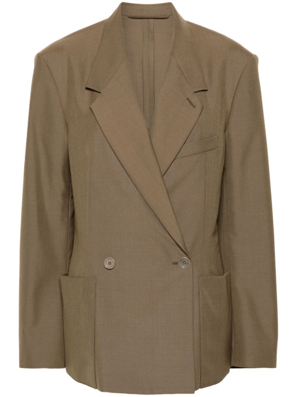Shop Lemaire Double-breasted Blazer In Neutrals