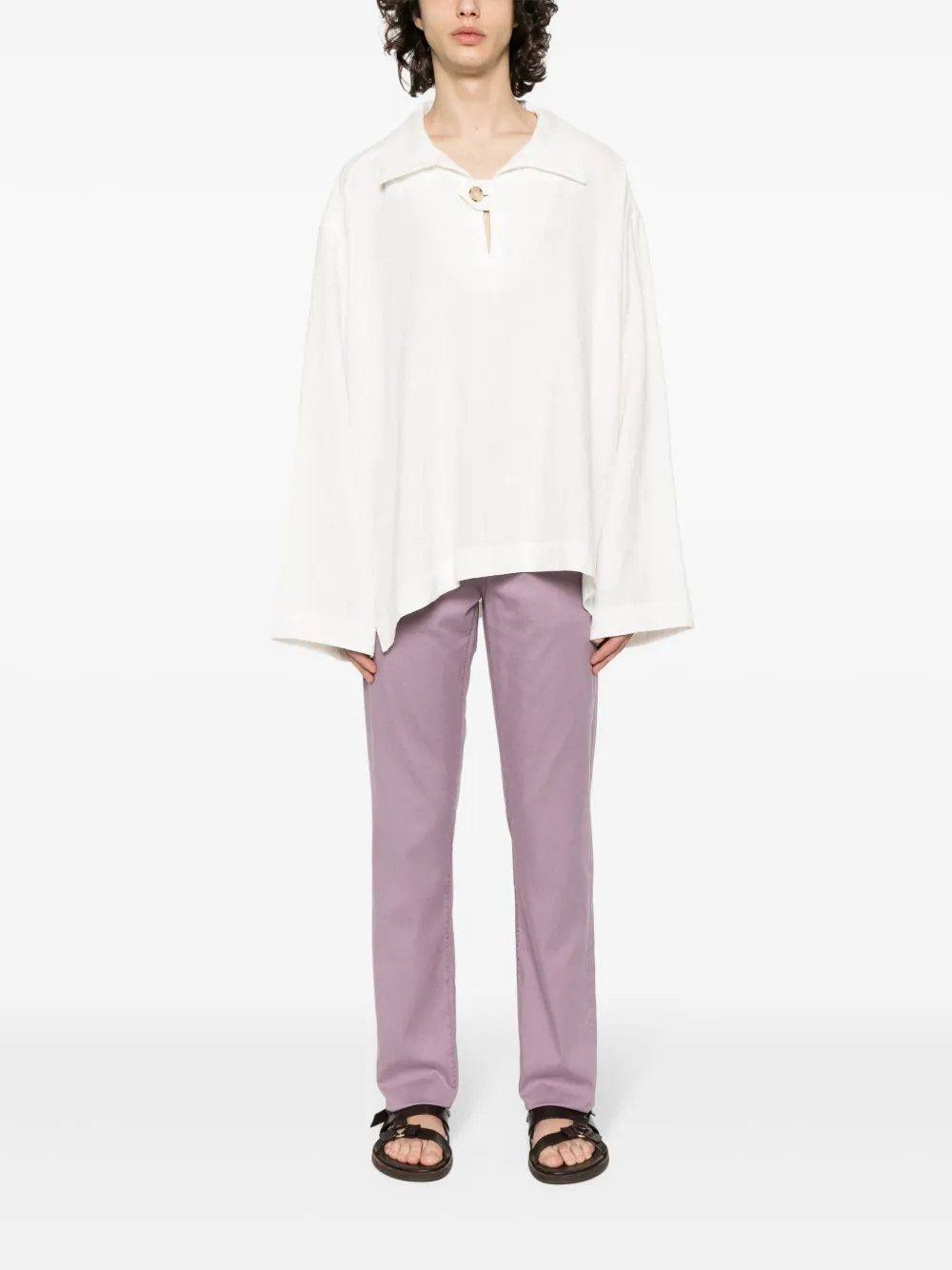 Canali Broek van lyocellmix - Paars
