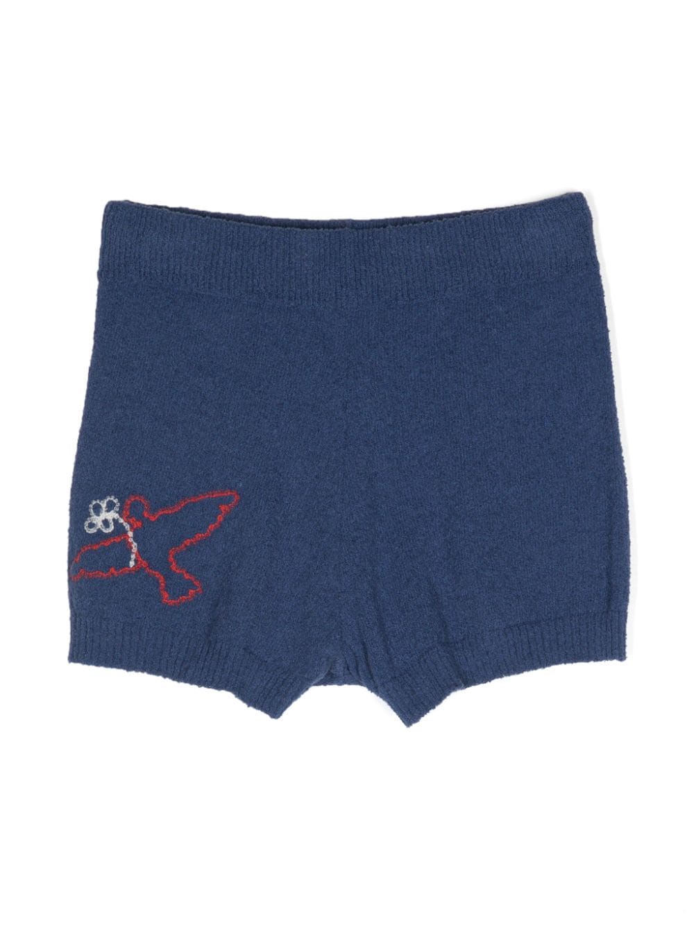 The Animals Observatory Kids' Embroidered Terry-cloth Shorts In Blue
