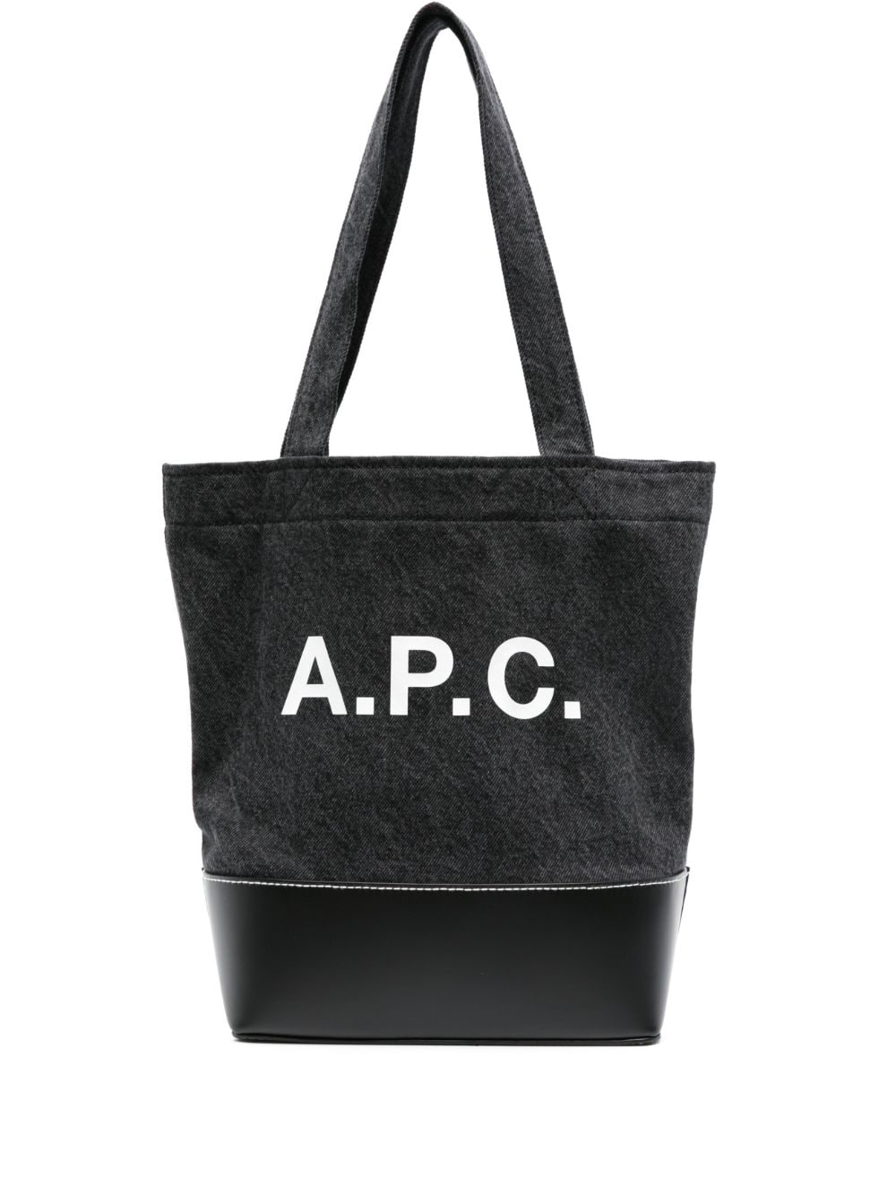 Apc Denim Logo Tote Bag In Black
