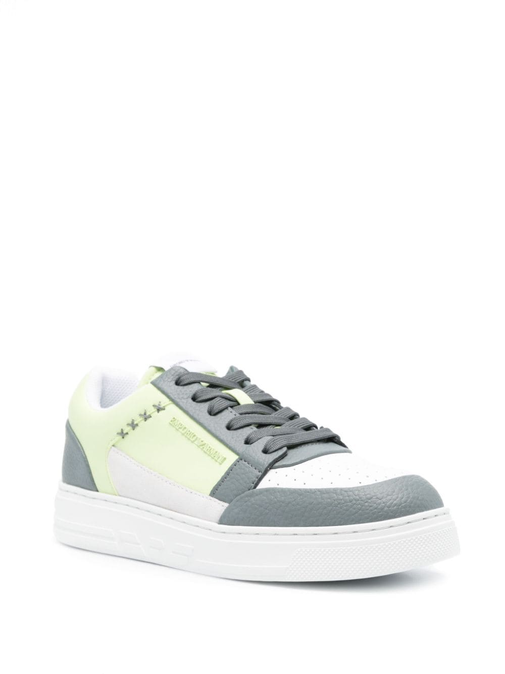 Shop Emporio Armani Asv Regenerated Leather Sneakers In Green