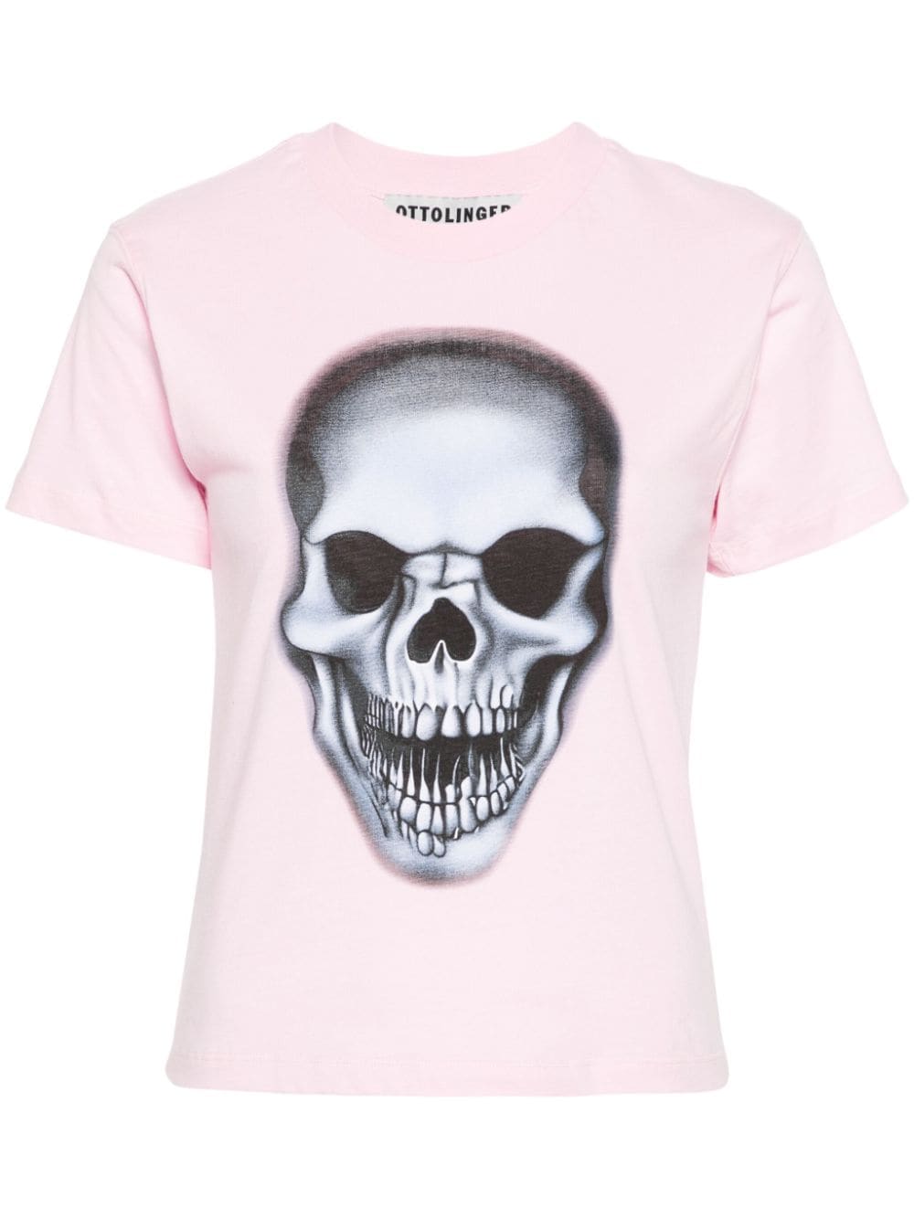 Shop Ottolinger Skull-print Organic Cotton T-shirt In Pink