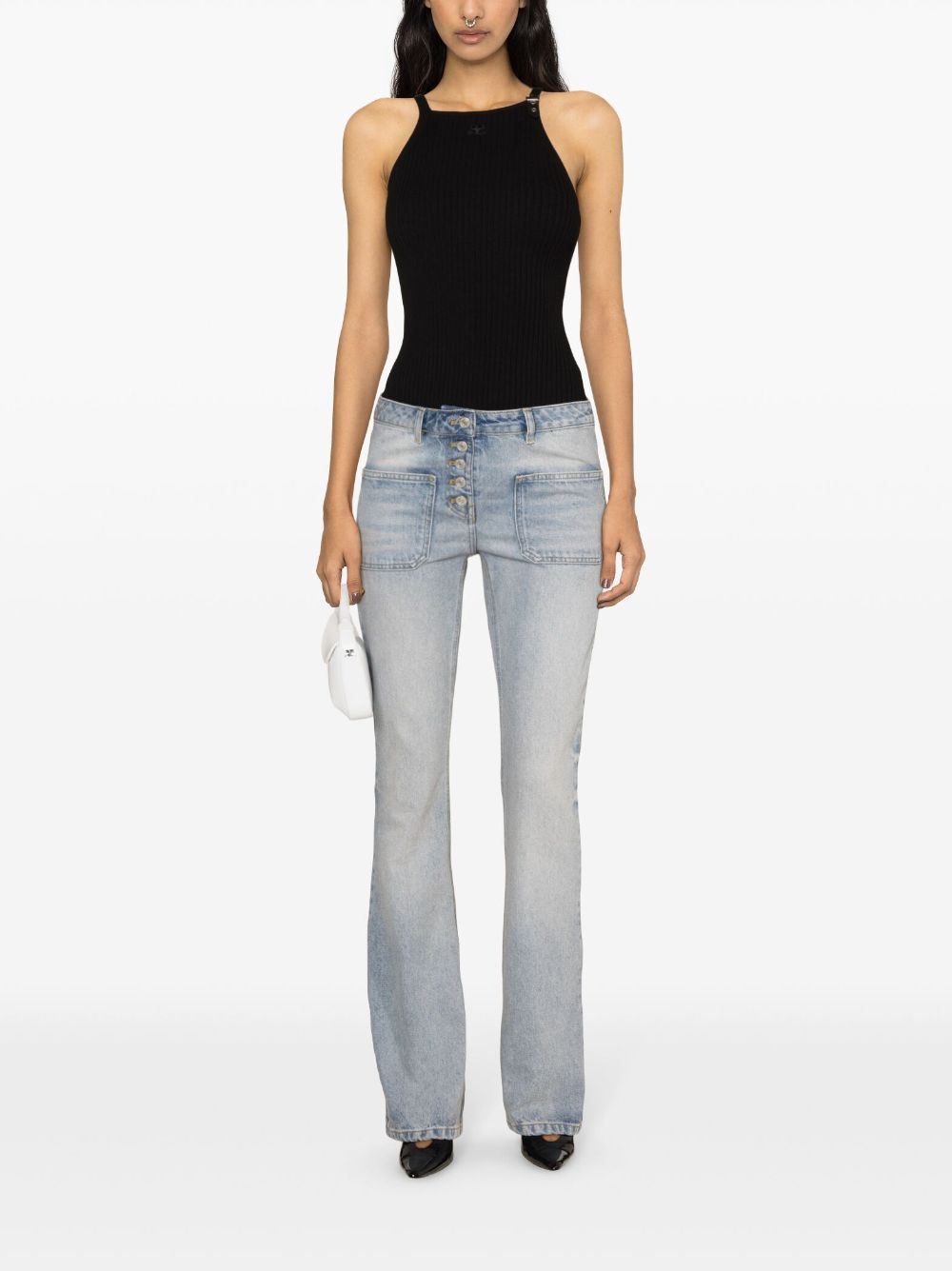 Courrèges Baggy mid waist flared jeans - Blauw