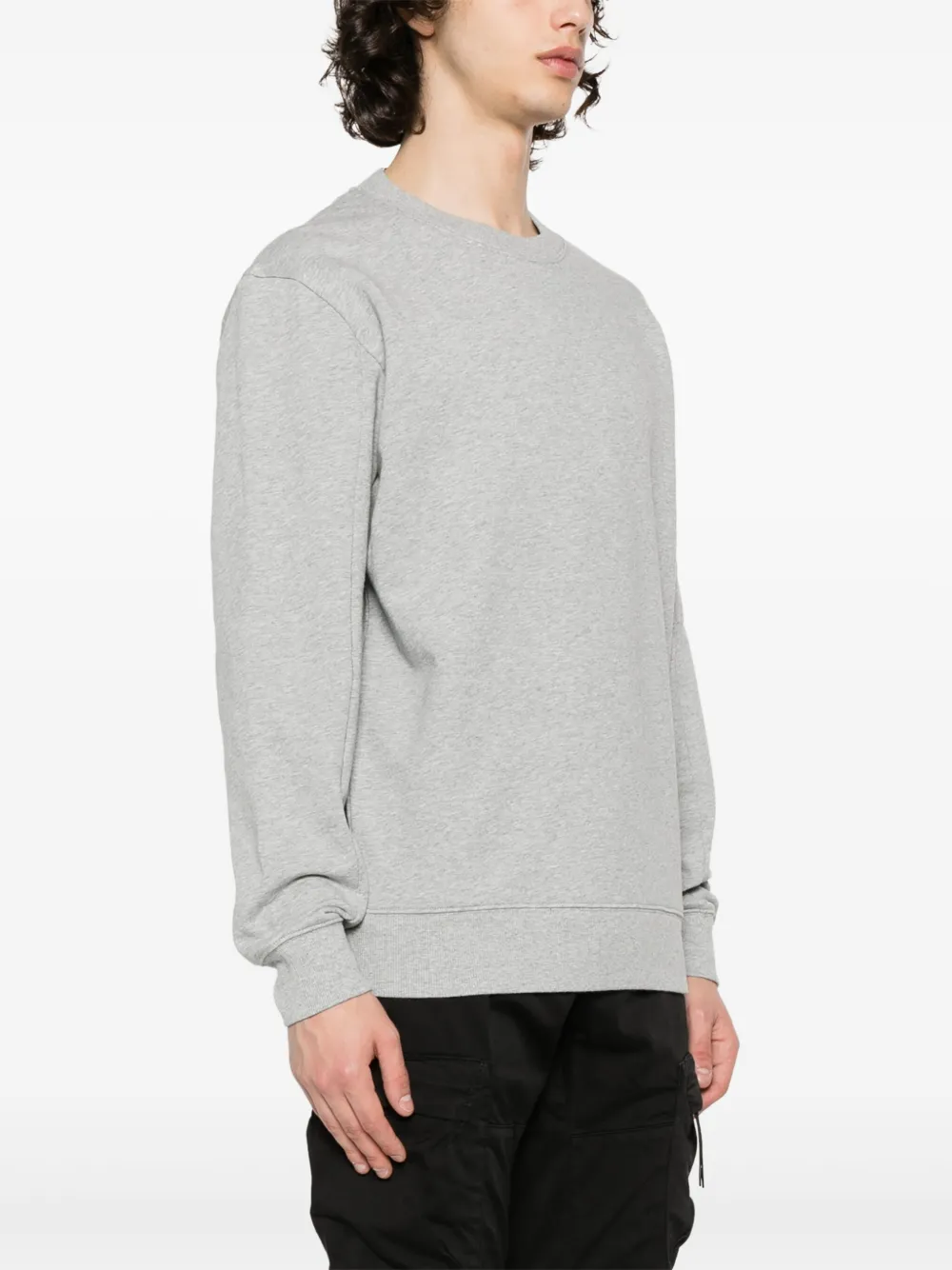 C.p. Company Gray Diagonal Raised Fleece Crewneck Lens Sweatshirt In Grey