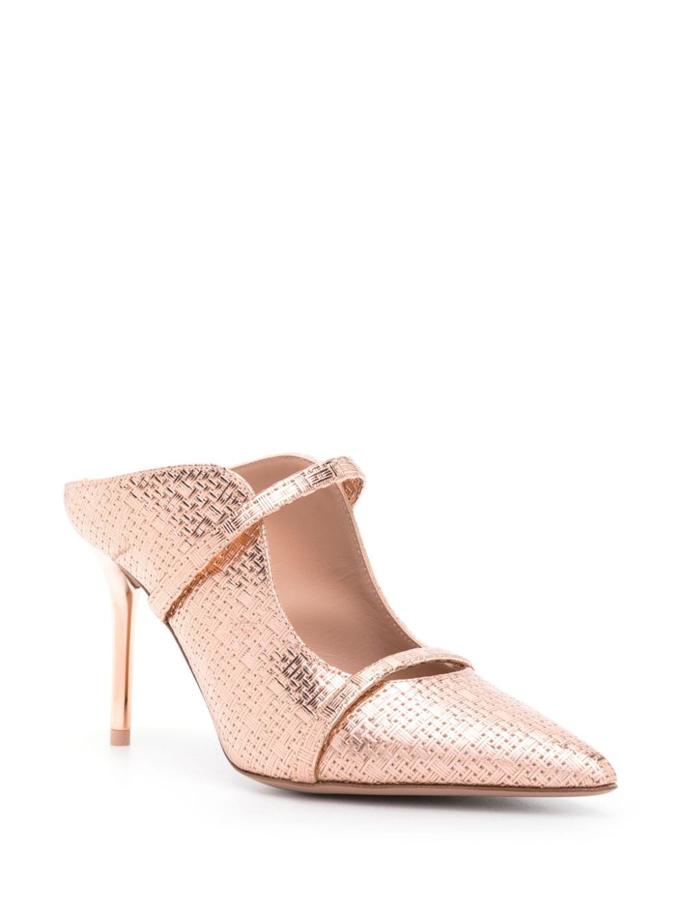 Shop Malone Souliers Interwoven-embossed Leather Mules In Gold