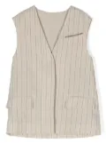 Brunello Cucinelli Kids pinstriped lurex waistcoat - Neutrals
