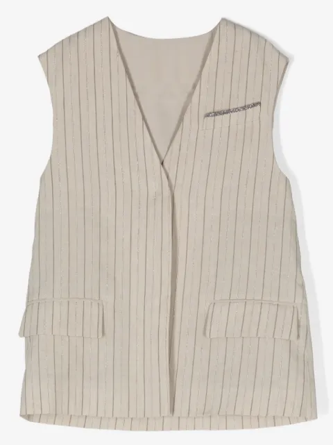 Brunello Cucinelli Kids pinstriped lurex waistcoat