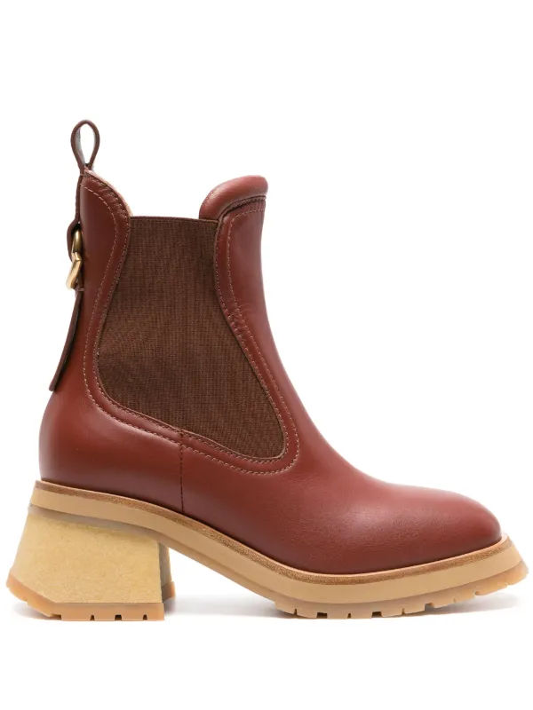Moncler Gigi 70mm Leather Chelsea Boots in Brown
