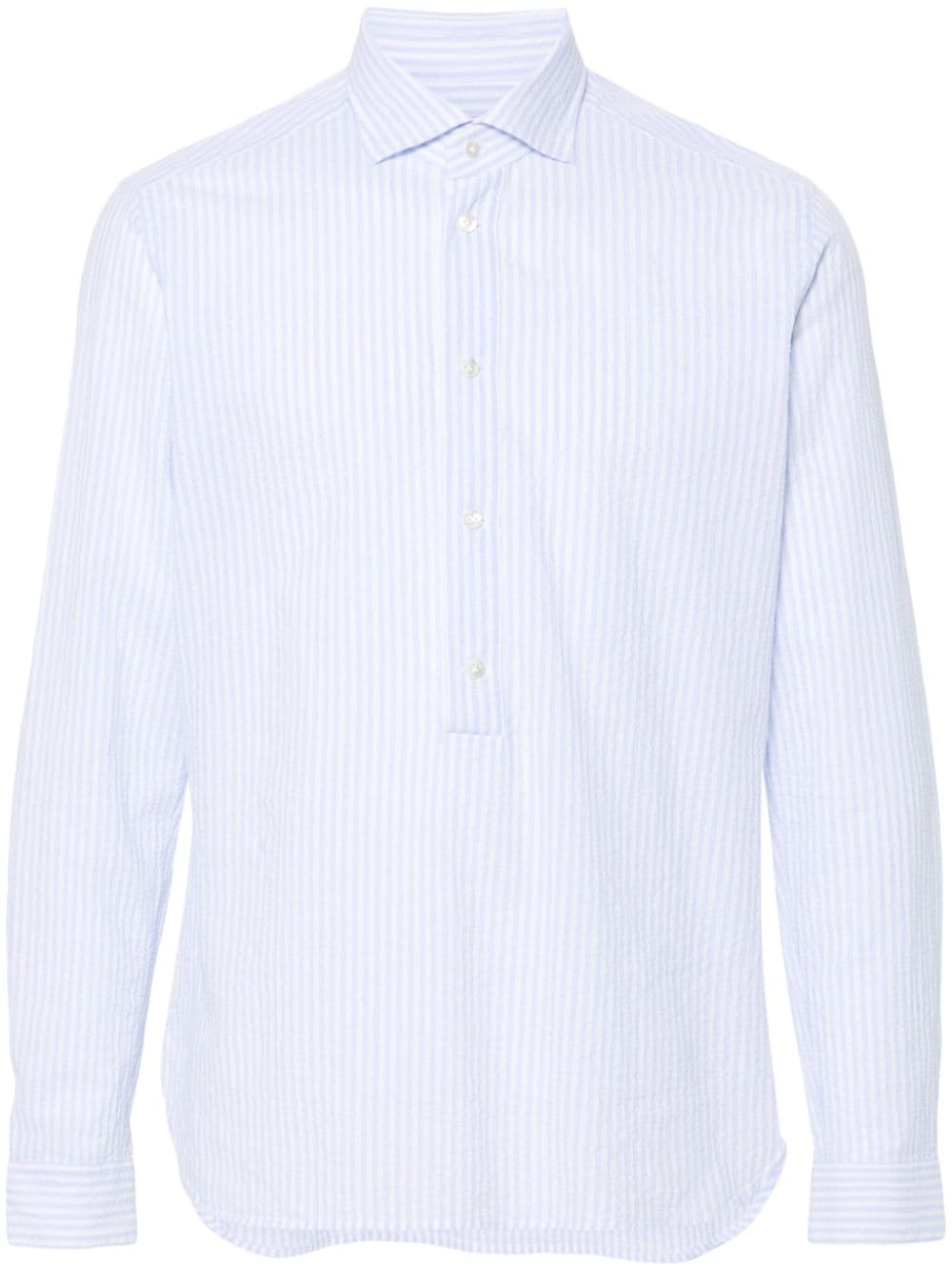 D4.0 Striped Seersucker Shirt In Blue
