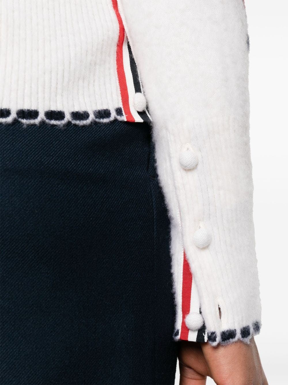 Shop Thom Browne Rose Intarsia-knit Cardigan In White