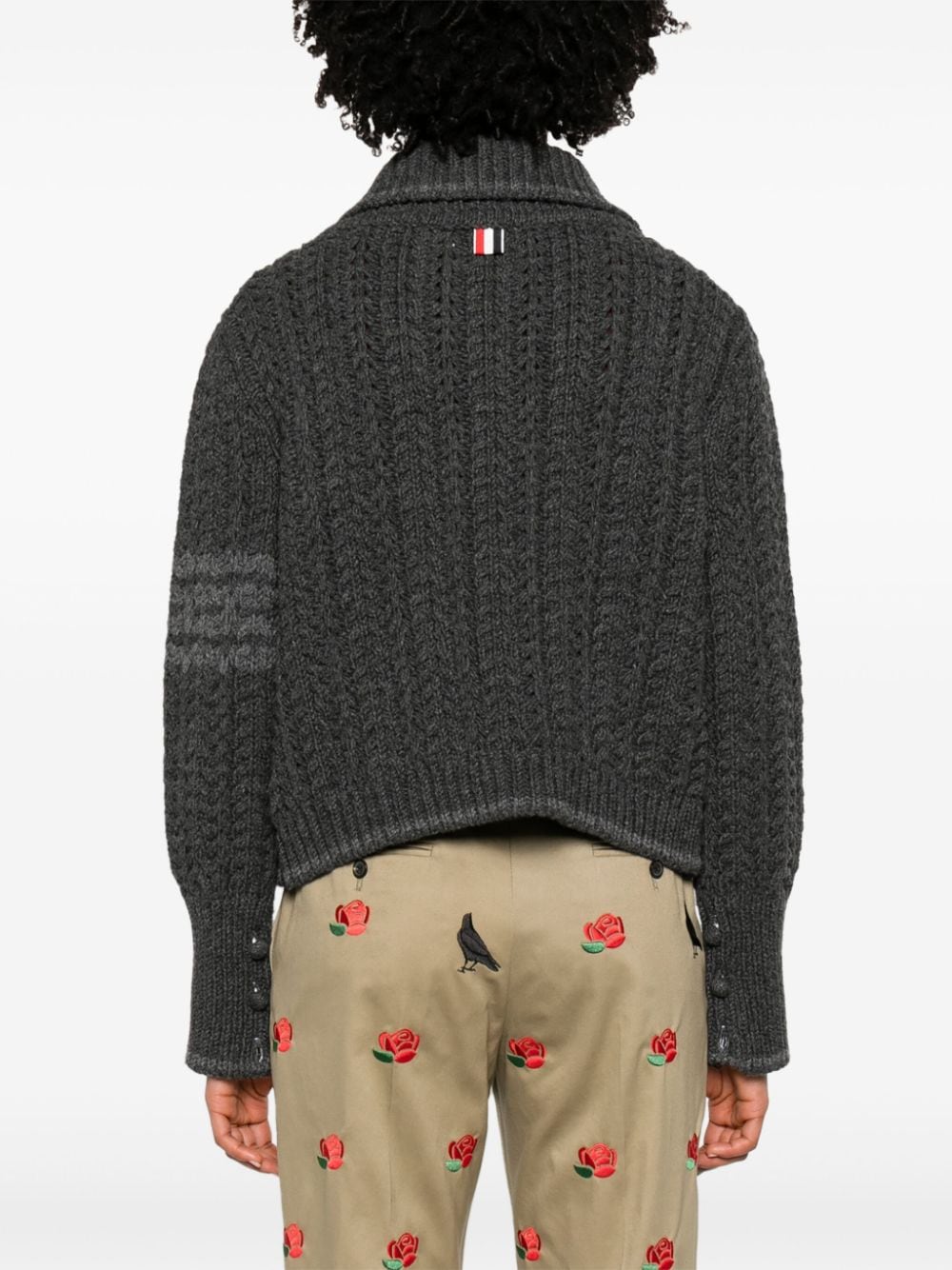 Shop Thom Browne Rwb Links-stitch Knit Cardigan In Grau