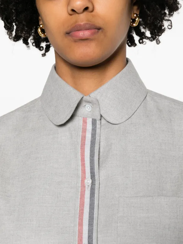 Thom Browne rounded-collar Cotton Cropped Shirt | Grey