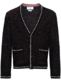 Thom Browne decorative-stitch bouclé cardigan - Blue