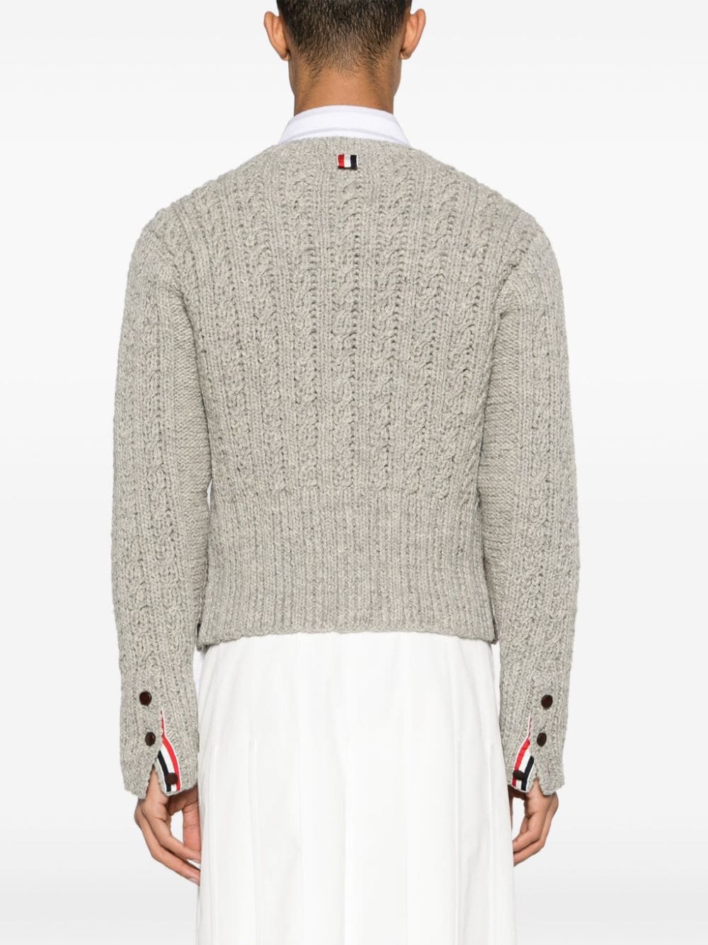 Shop Thom Browne Chunky-knit Wool Cardigan In Grey