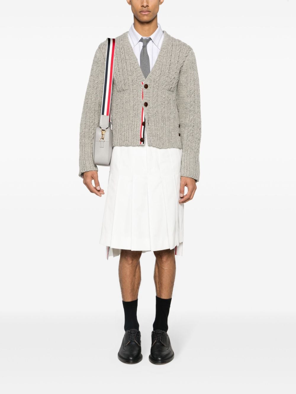 Shop Thom Browne Chunky-knit Wool Cardigan In Grey