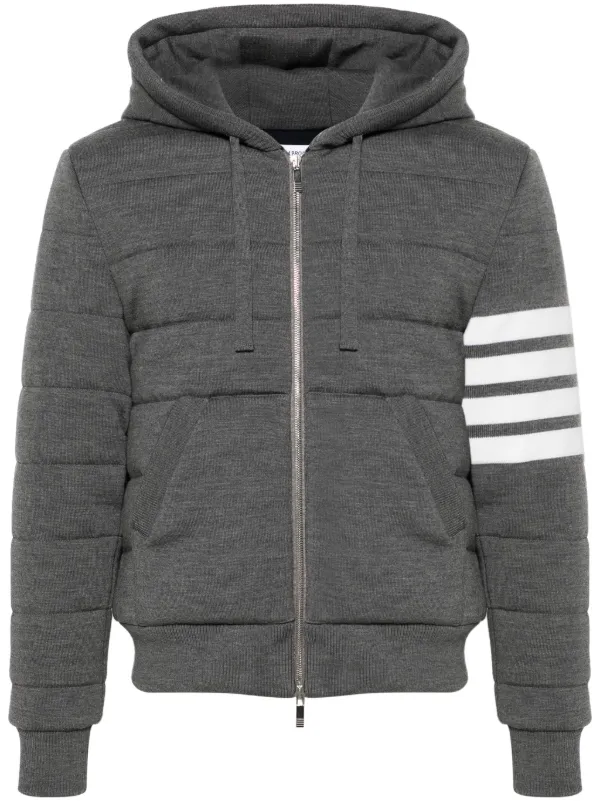 Thom Browne 4 Bar Stripe Hooded Jacket Grey FARFETCH HU