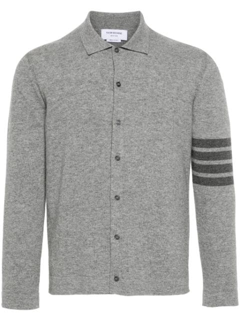 Thom Browne 4-Bar Stripe cashmere polo top