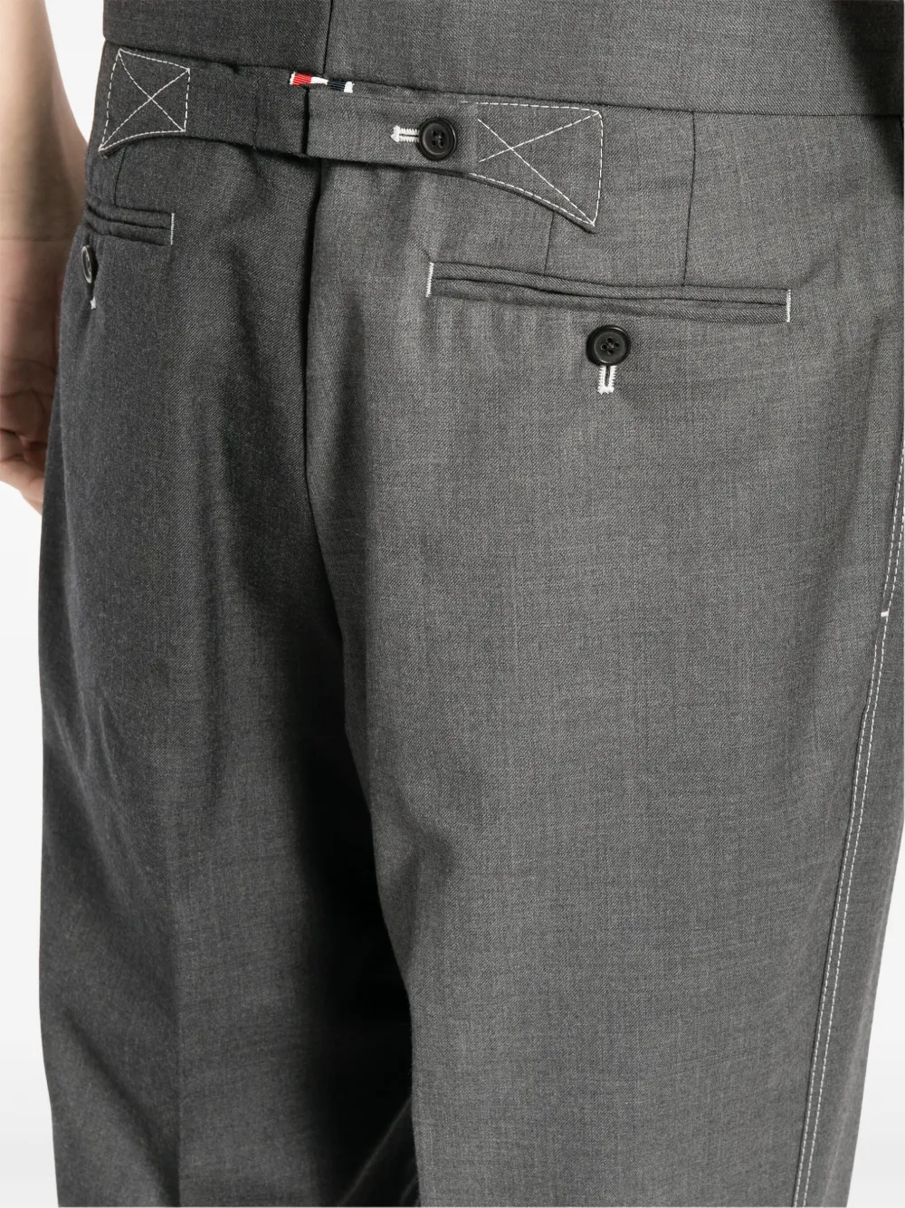Shop Thom Browne Two-tone Wool Trousers In Grey