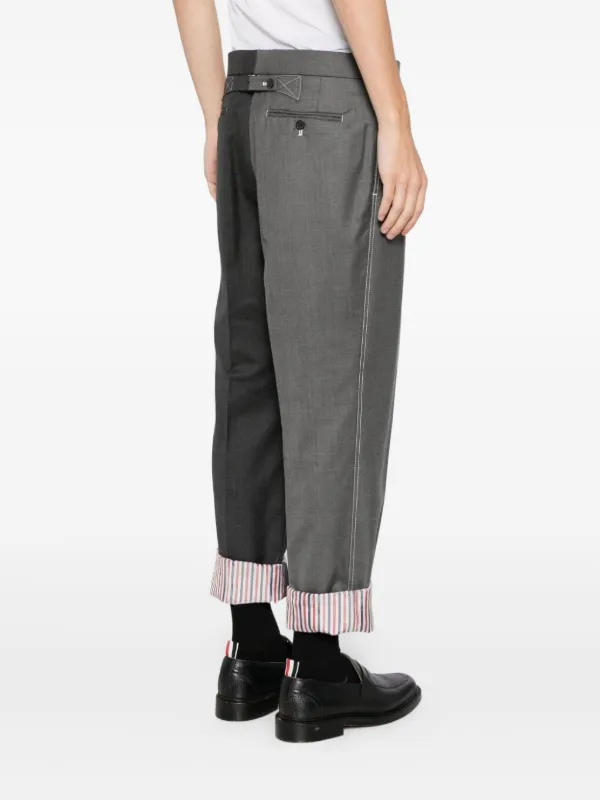パンツ THOM BROWNE BICOLOR WOOL CROPPED TROUSERS Thom Browne animal-embroidered Cropped Trousers | Grey