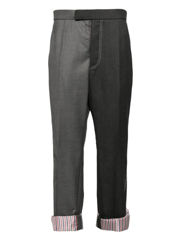 Thom Browne two-tone Wool Trousers | Grey | FARFETCH VN