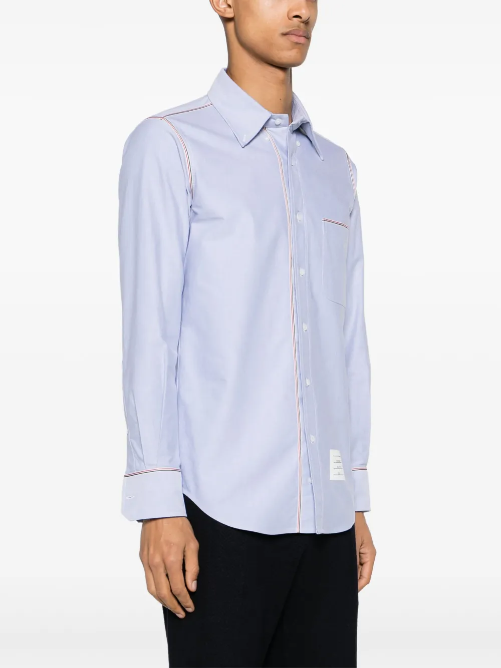 Thom Browne Camicia Button Down Con Finiture In Gros Grain In Blue