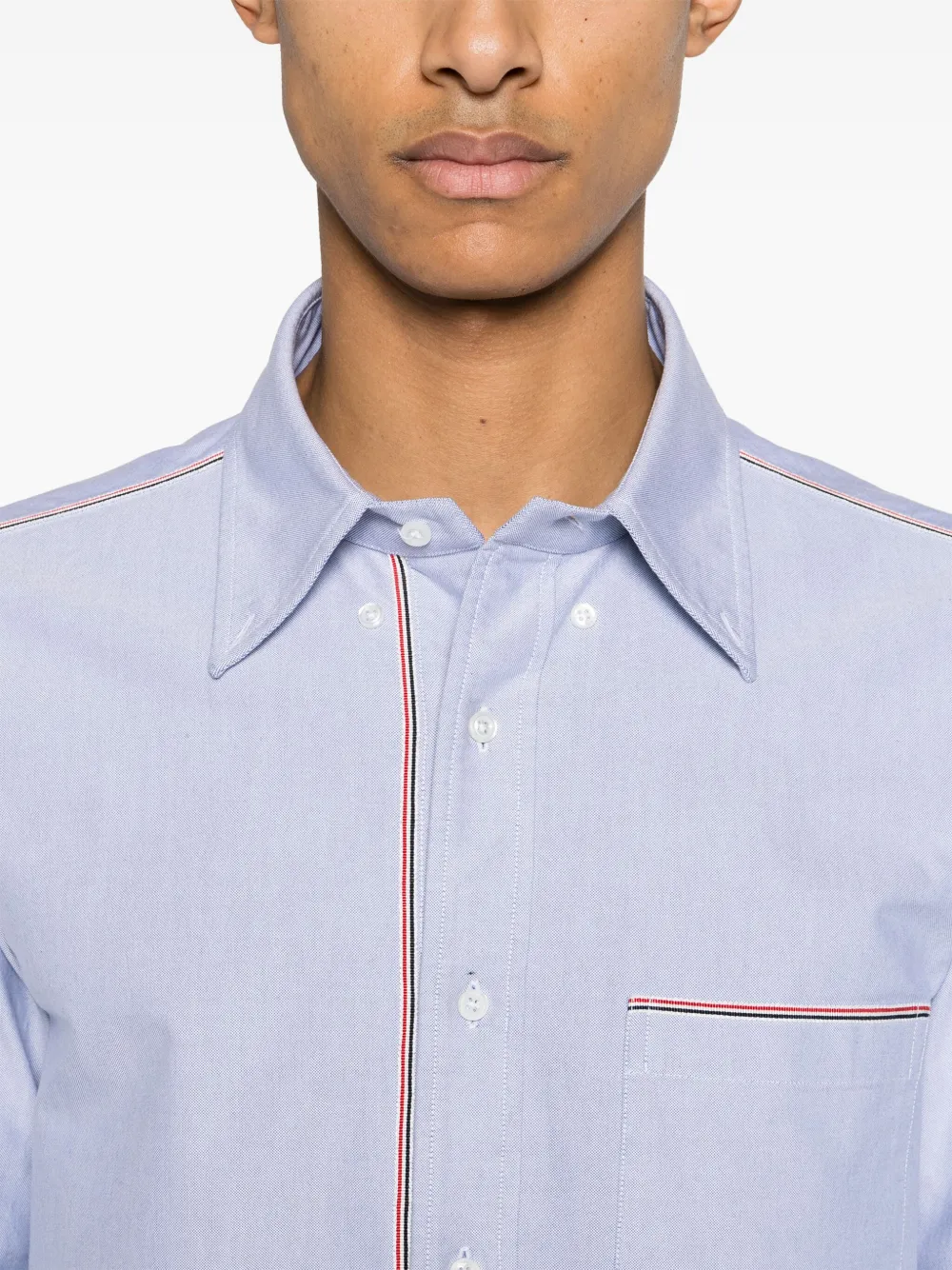 Thom Browne Camicia Button Down Con Finiture In Gros Grain In Blue