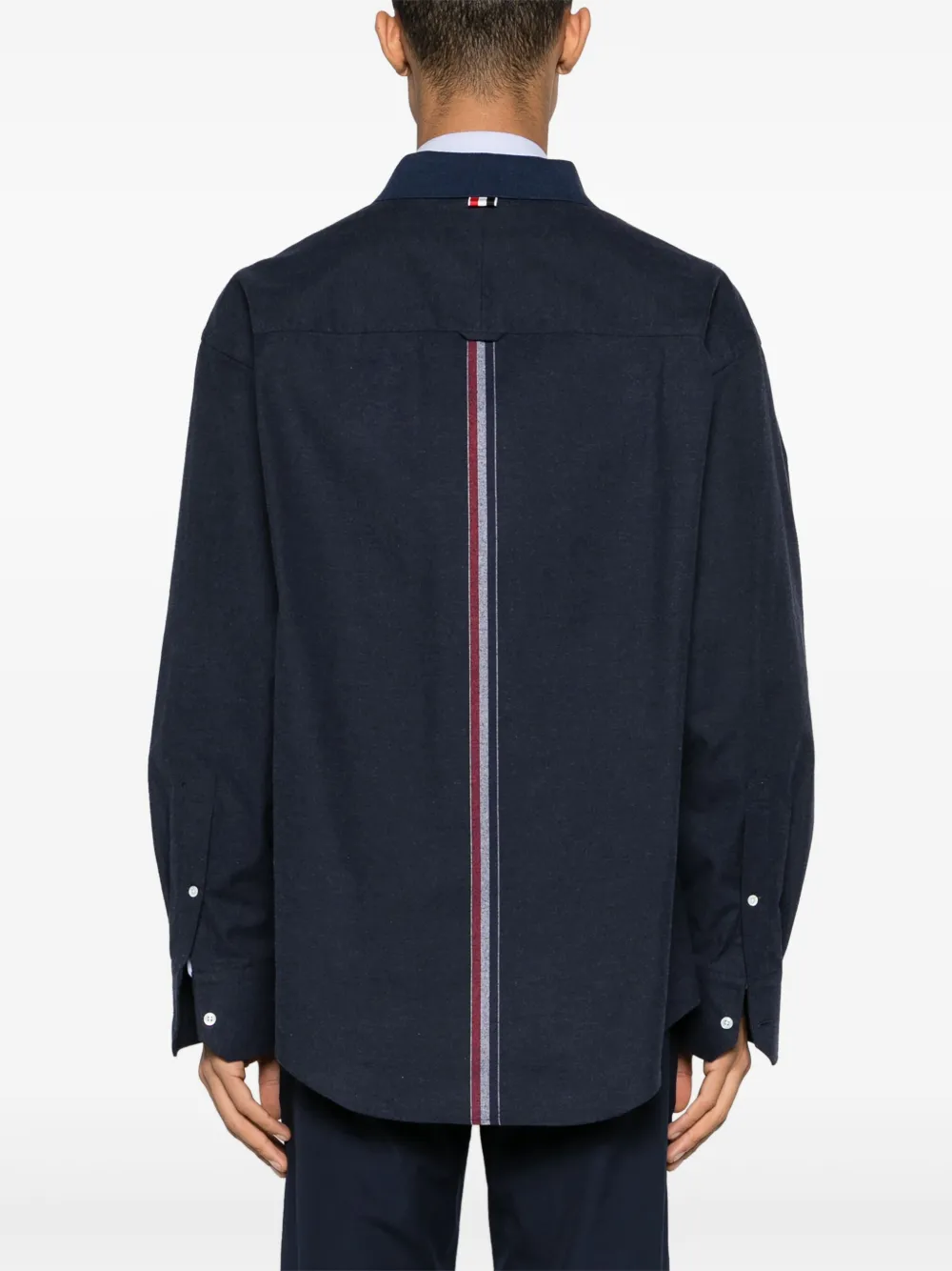 Thom Browne Gestreept flanellen overhemd Blauw