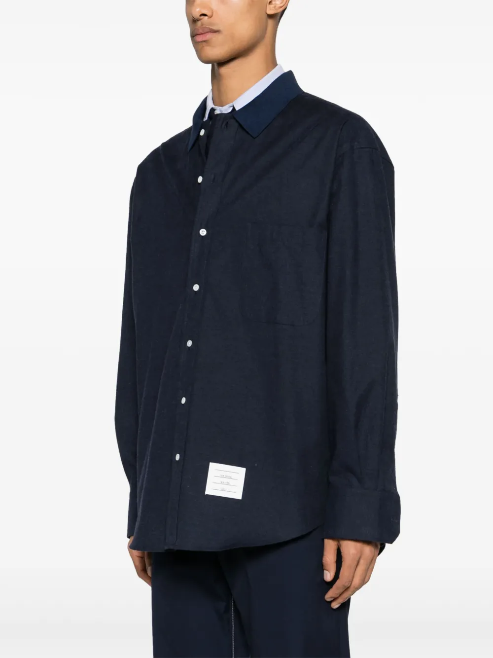 Thom Browne Gestreept flanellen overhemd Blauw