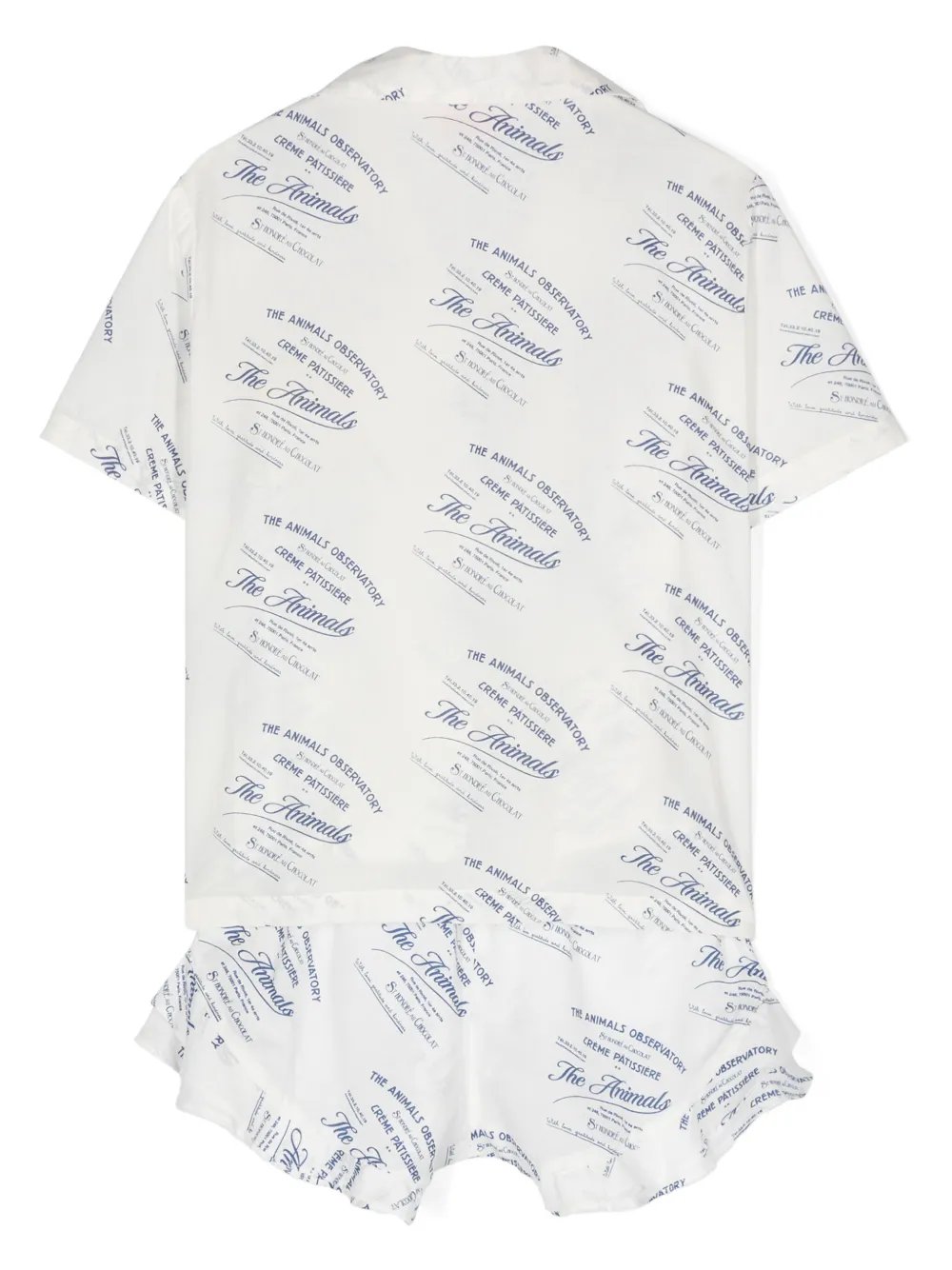 The Animals Observatory Magpie Text-print Cotton Shorts Set In White