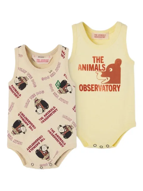 The Animals Observatory Turtle  dog-print babysuit (set of two)