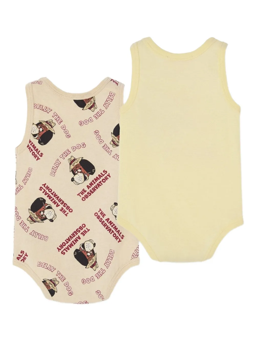 The Animals Observatory Turtle dog-print babysuit (set of two) - Geel