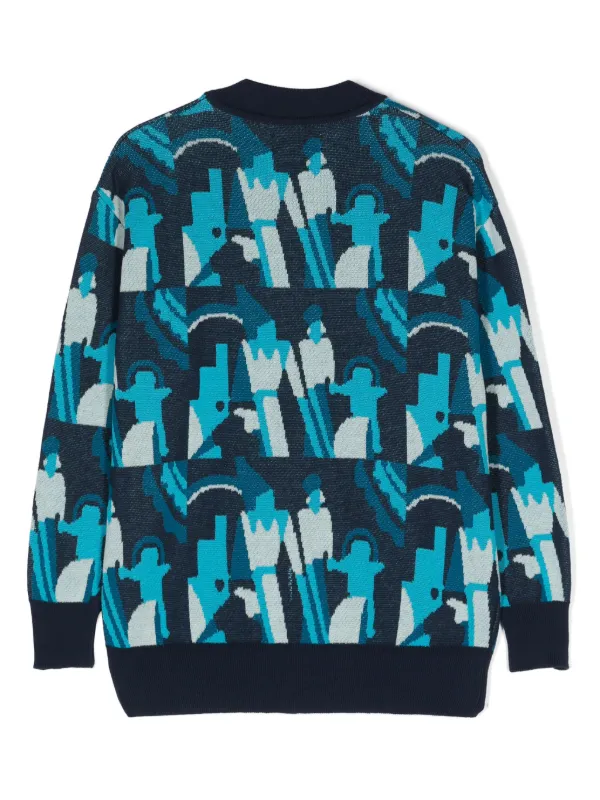 The Animals Observatory Racoon organic-cotton Cardigan Blue