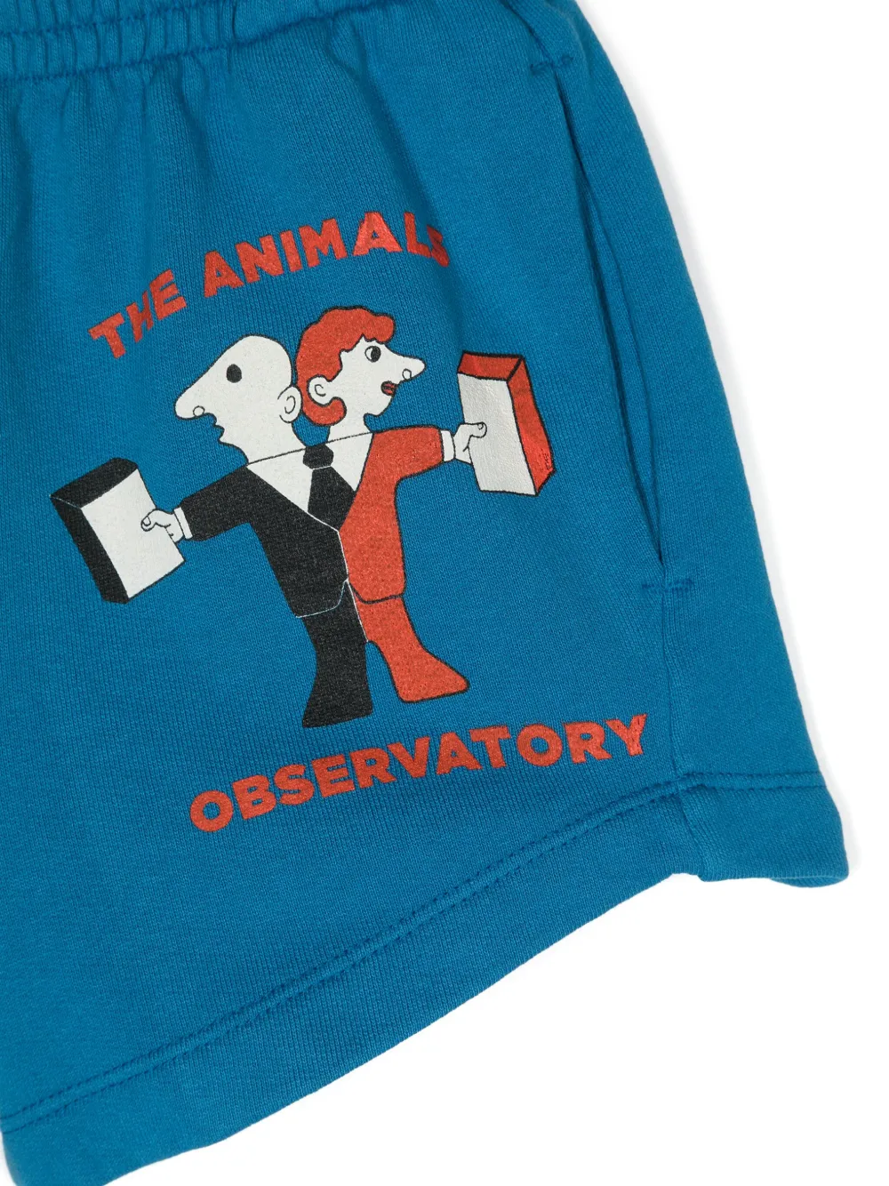 The Animals Observatory Illustration-print Cotton Shorts In Blue