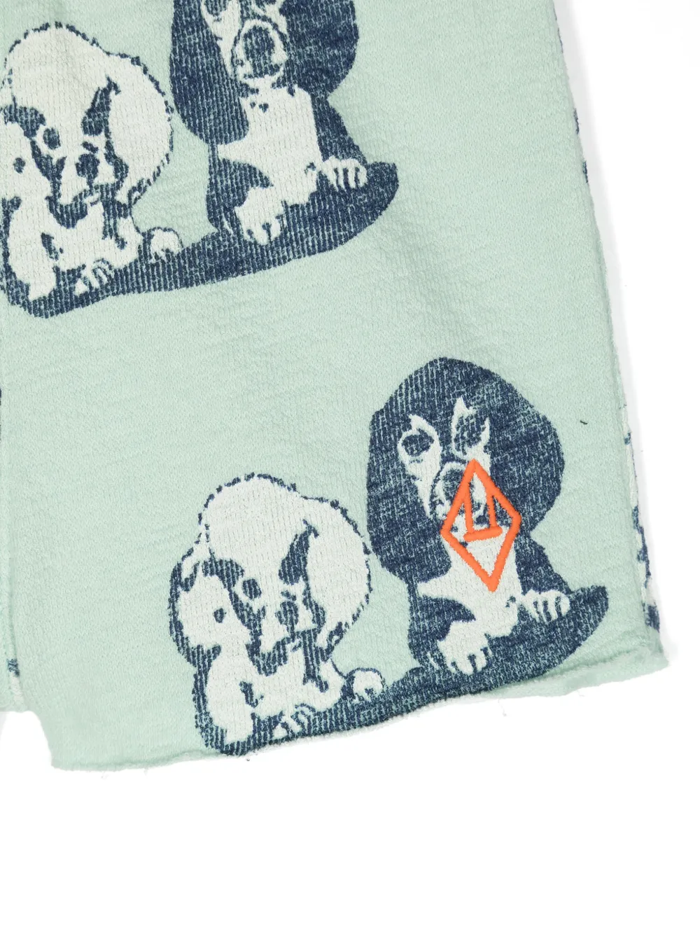 The Animals Observatory Dog-print Cotton Shorts In 绿色