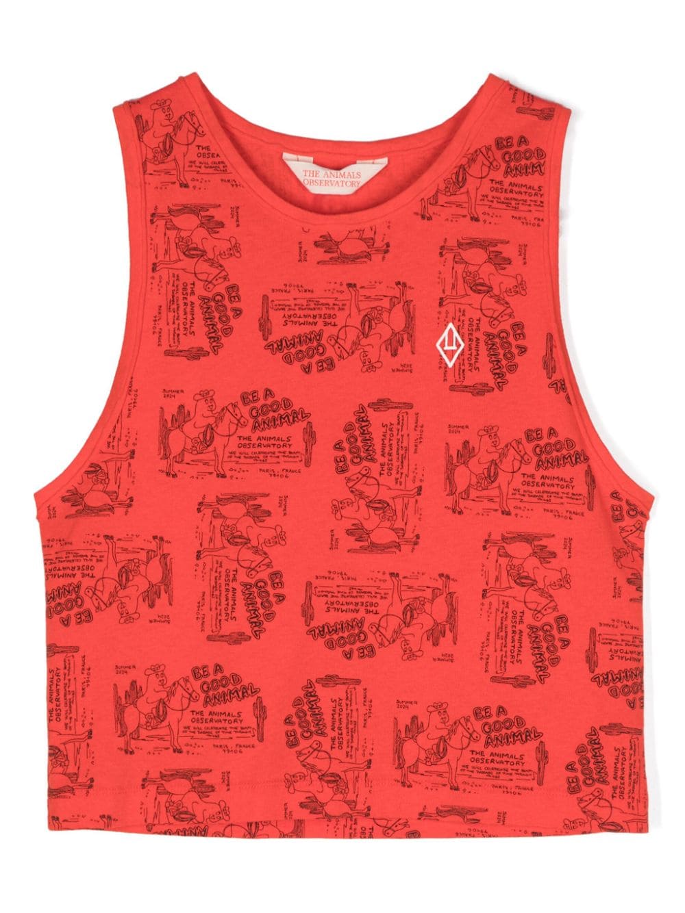 The Animals Observatory Kids' Sleeveless Cotton Tank Top In Red