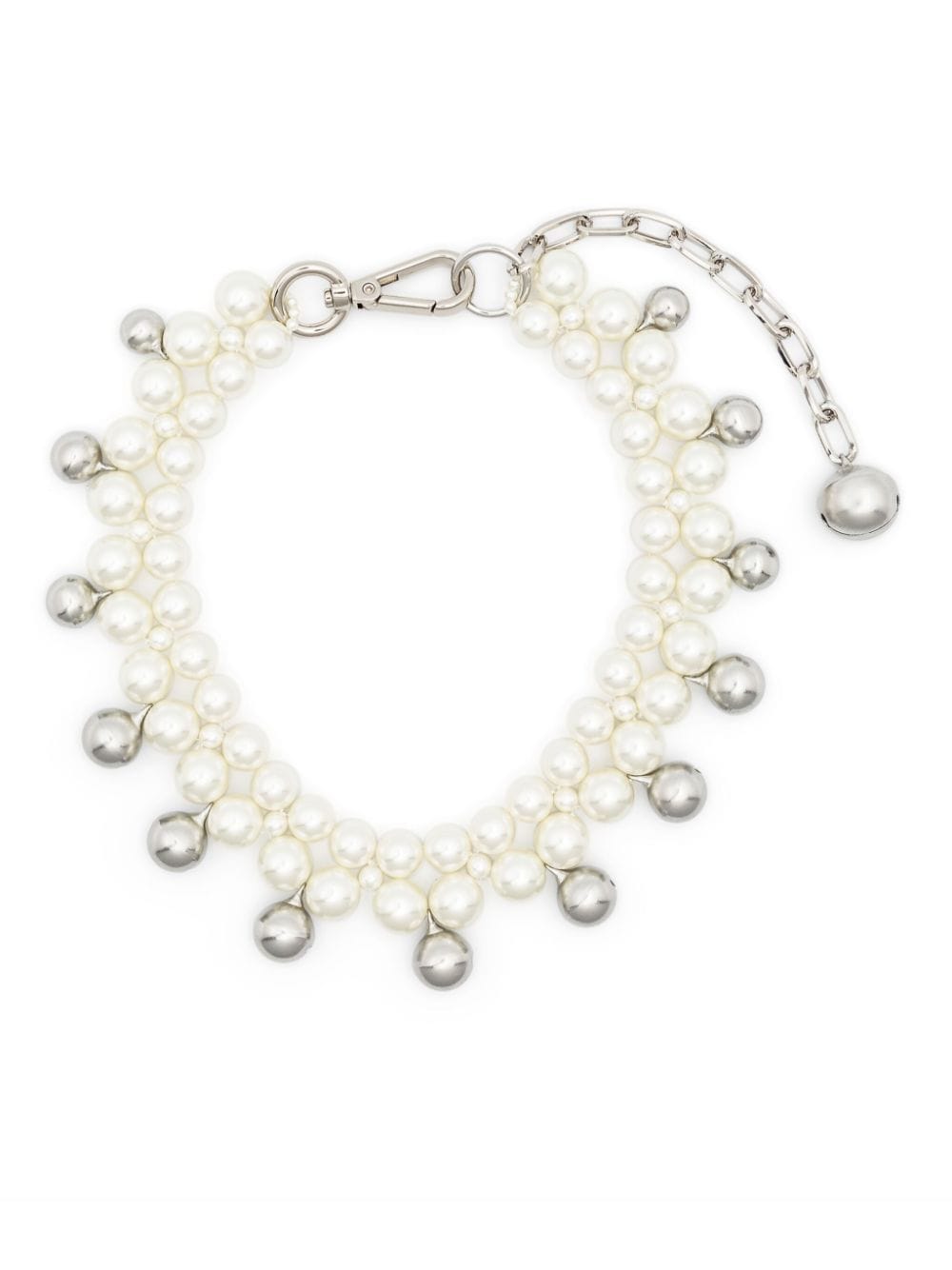 Simone Rocha Bell Beaded Necklace In 白色