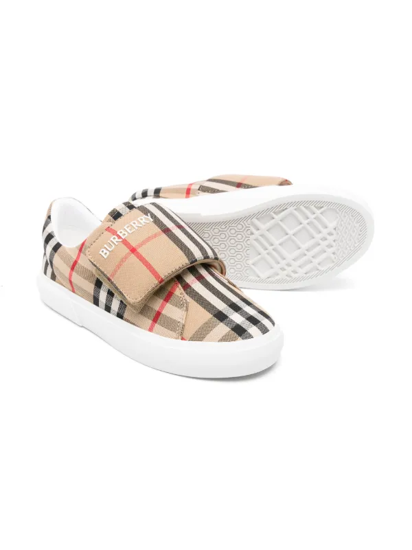 Burberry Kids Vintage Check Pattern Touch Strap Sneakers