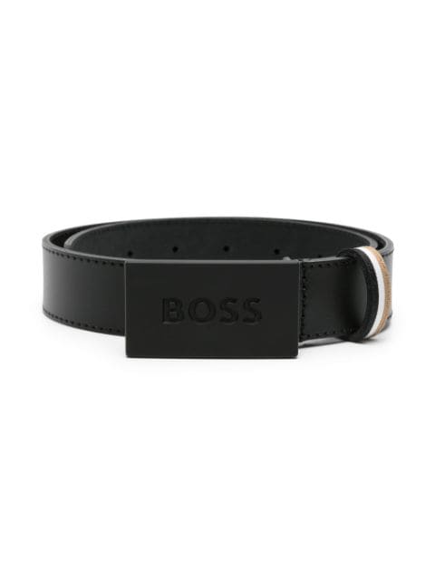 BOSS Kidswear logo-buckle leather belt
