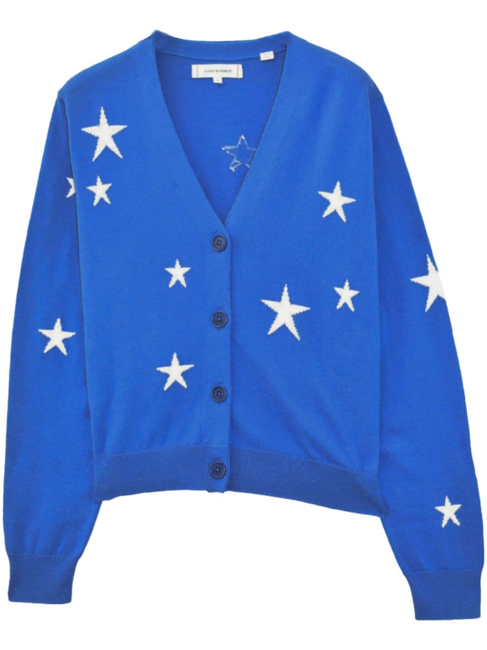 Shop Chinti & Parker Star-intarsia Cotton Cardigan In Blue