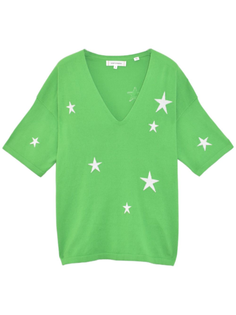 star-intarsia cotton knitted T-shirt